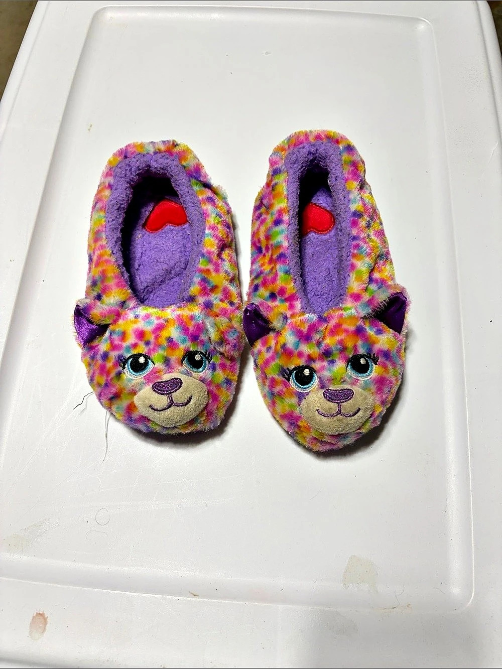 Build a Bear Girls Animal Face Slippers in Pink & Purple